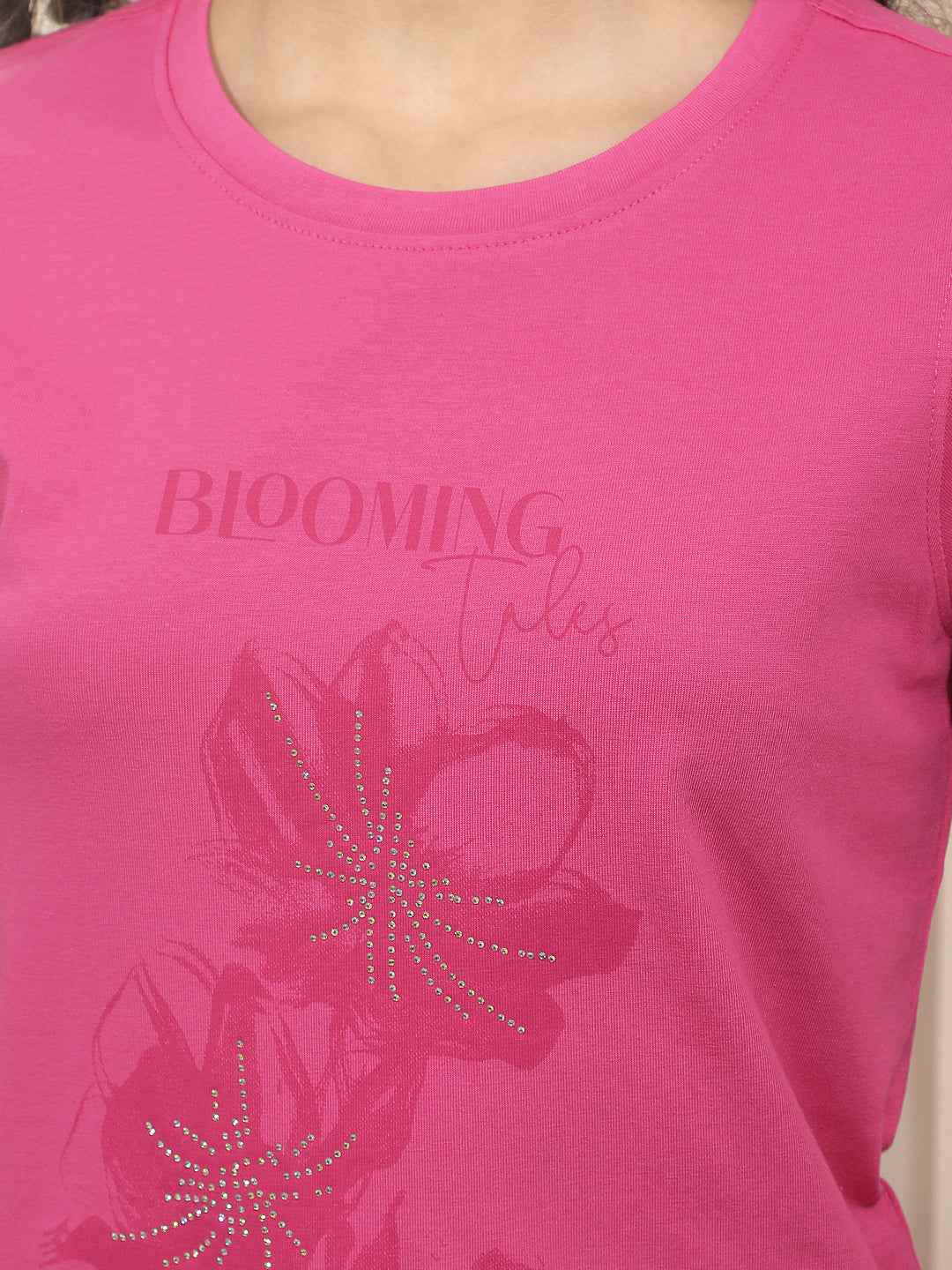 Pink Typographic Print T-Shirt