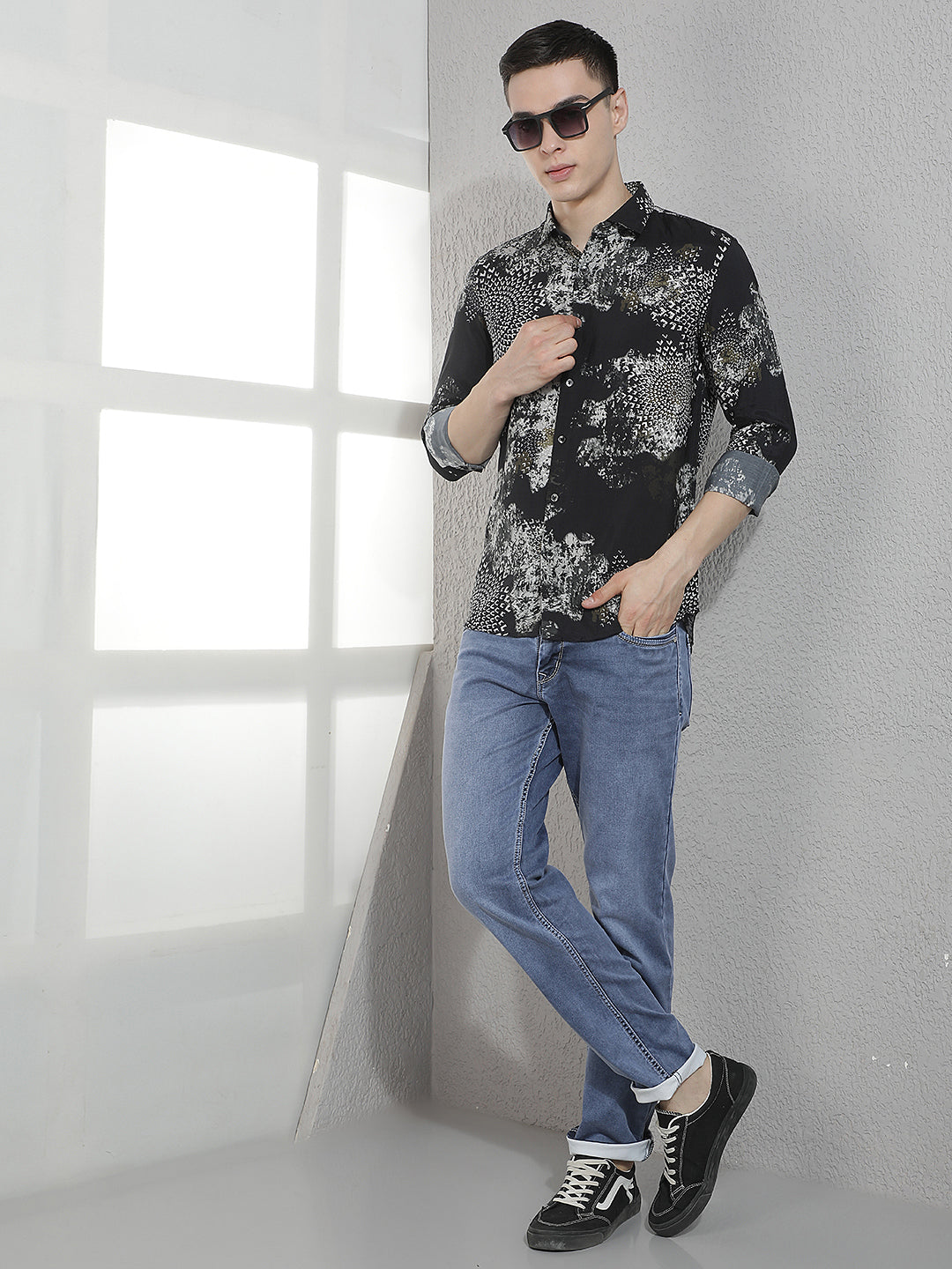 Black Printed Modal Shirt