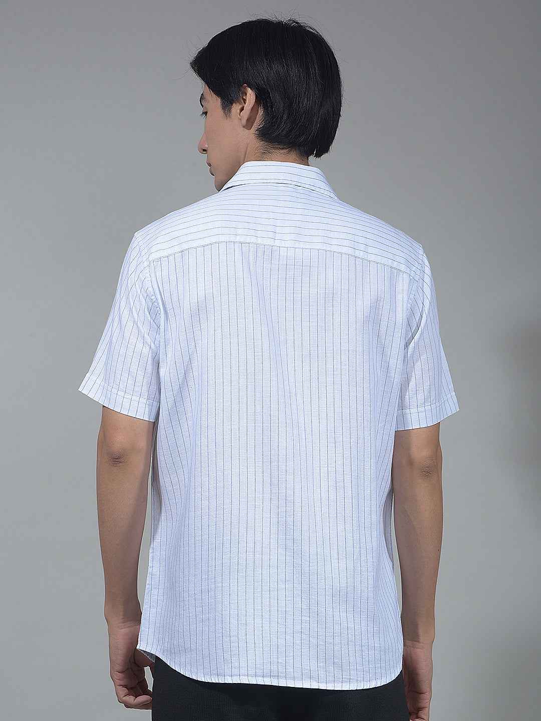 Blue Vertical Striped 100% Cotton Shirt