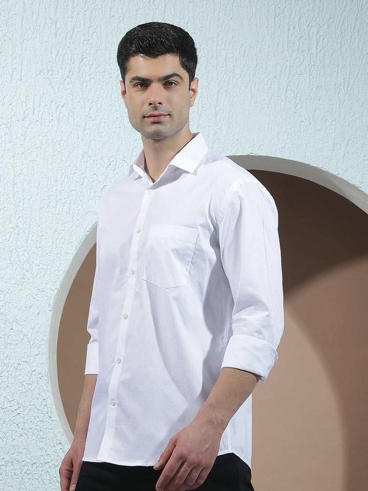 White Jacquard 100% Cotton Shirt