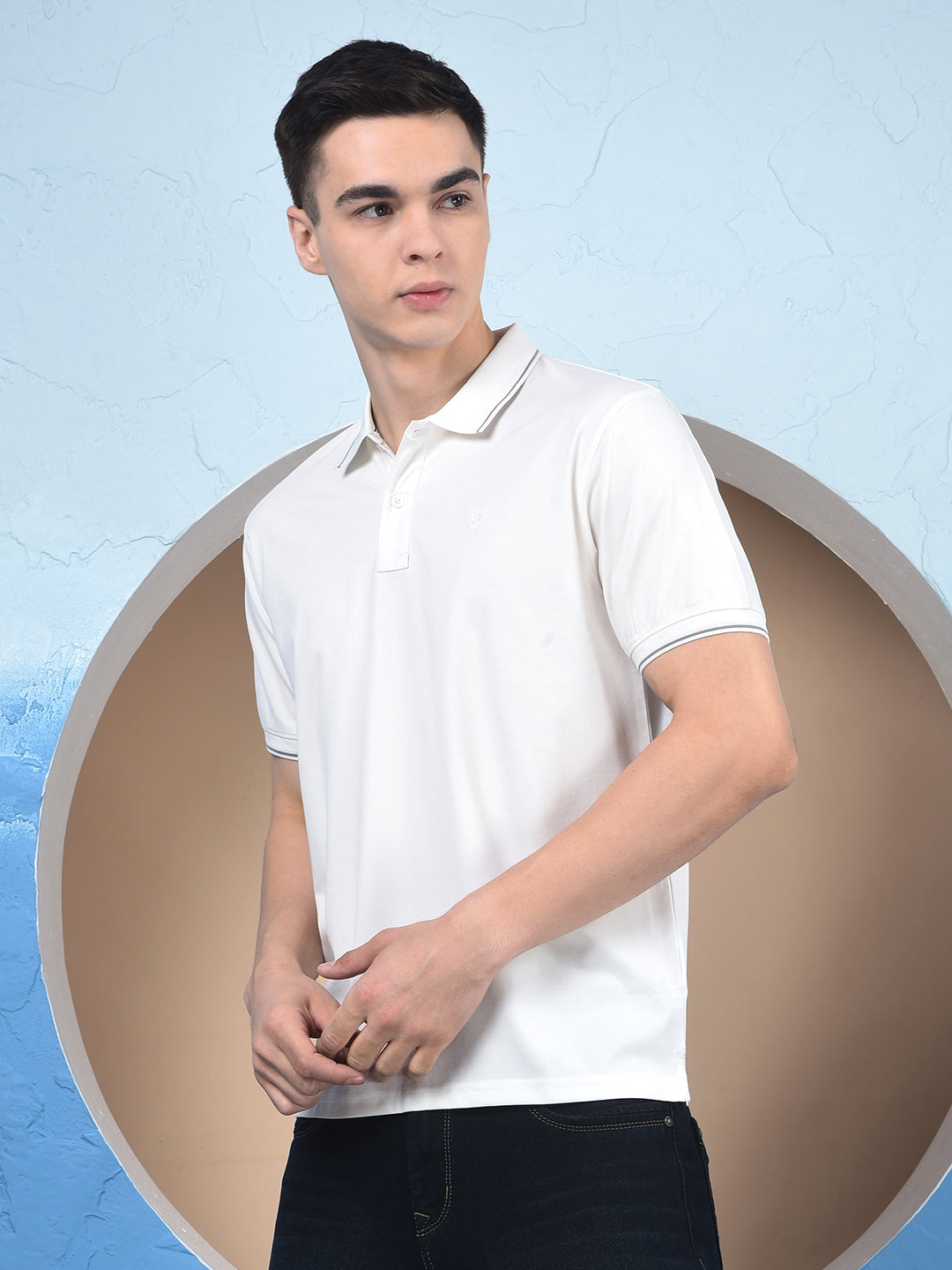 White Polo Neck T-Shirt