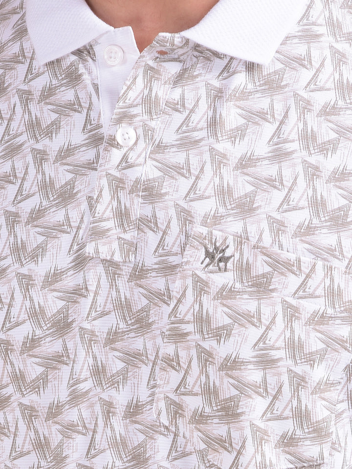 Olive Printed Polo Neck T-Shirt