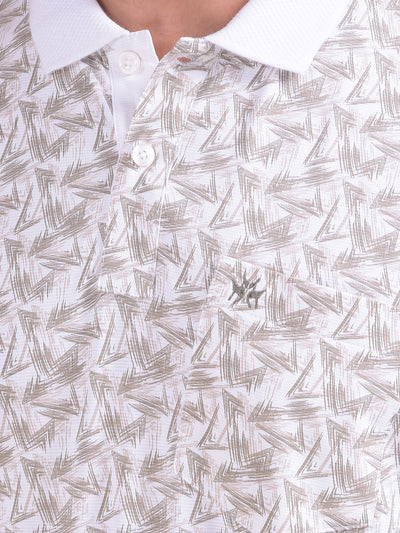 Olive Printed Polo Neck T-Shirt