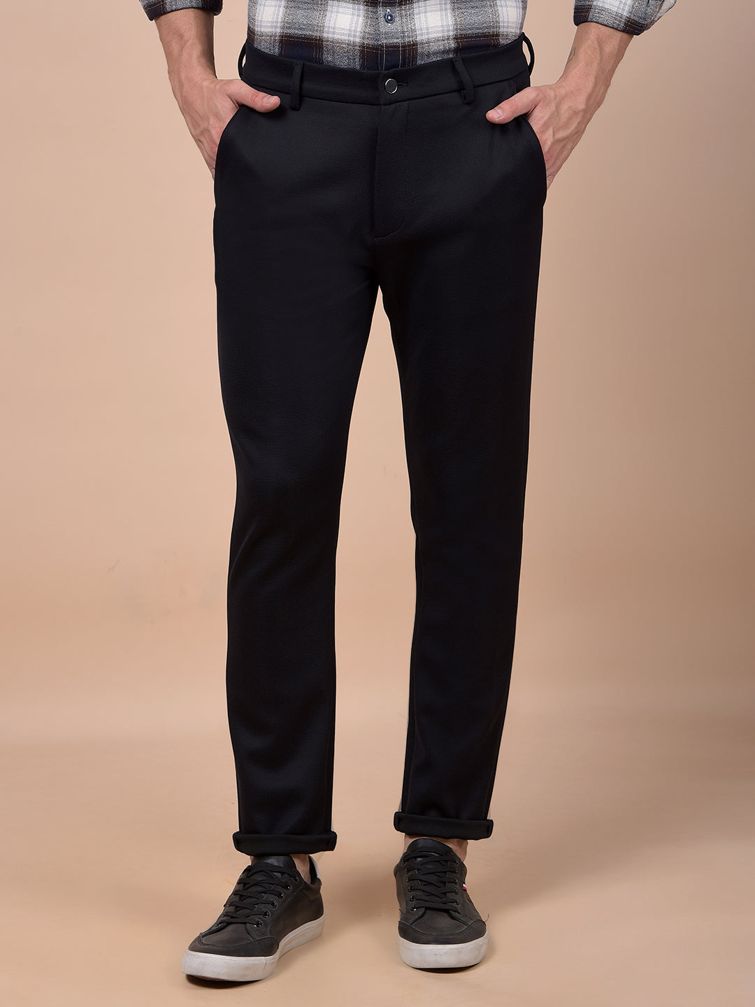Chic Navy Blue Knitted Trousers