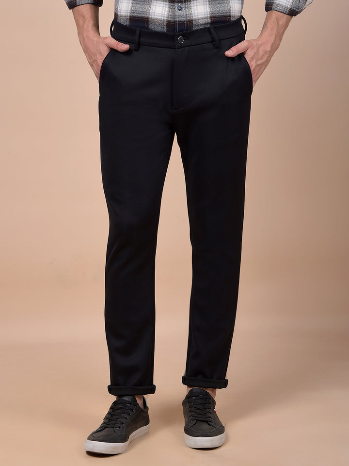 Chic Navy Blue Knitted Trousers