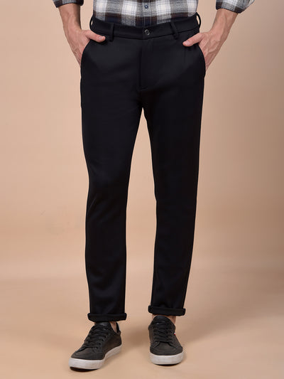 Chic Navy Blue Knitted Trousers