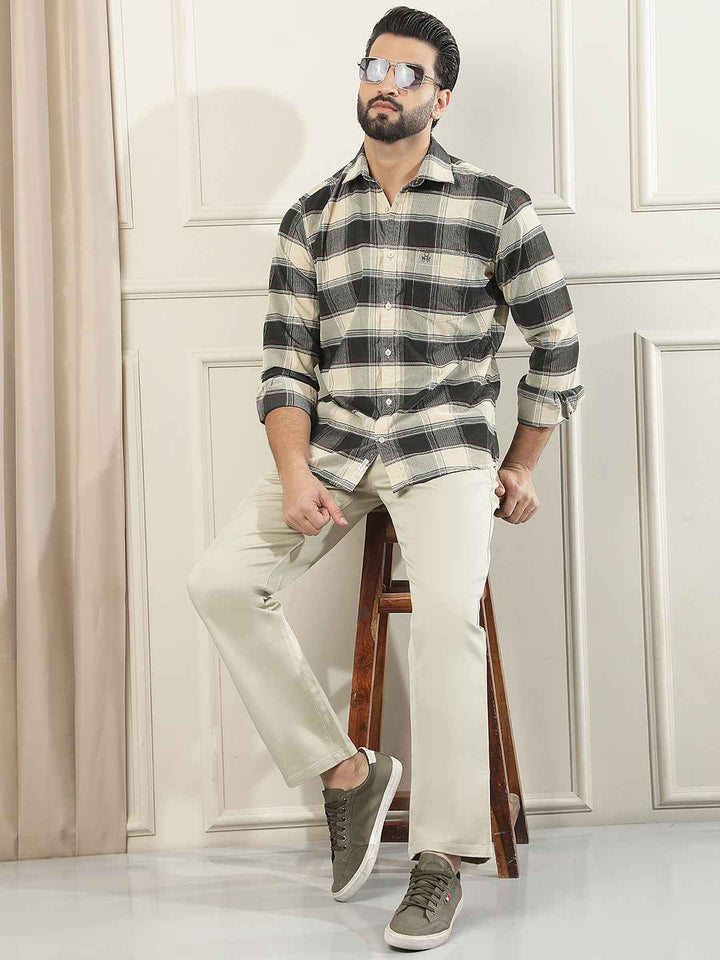 Beige Straight Trousers