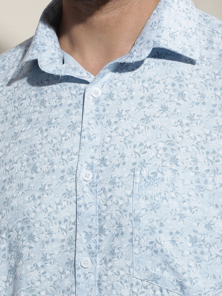 Blue Floral Print Shirt