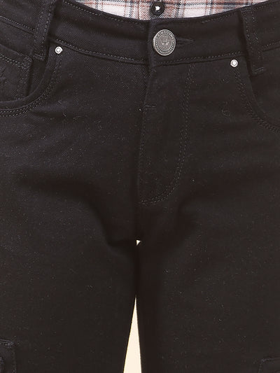 Black Straight Cargo Jeans
