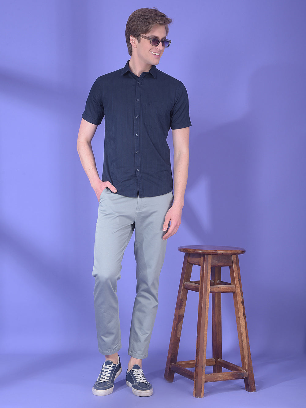 Blue Verticle Striped Shirt