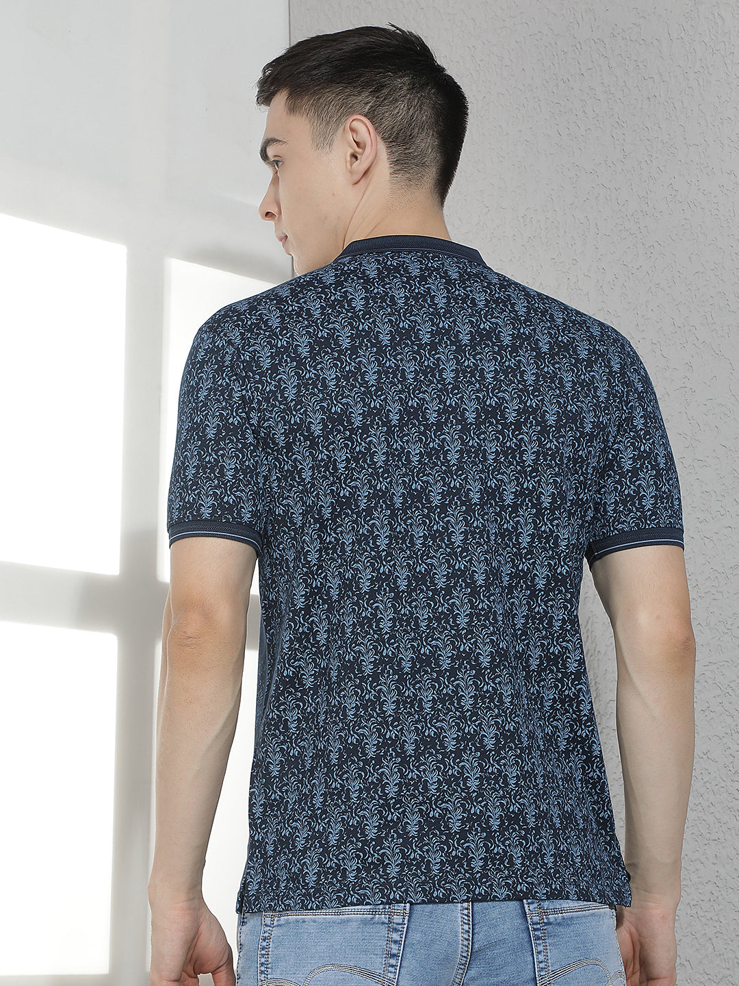 Navy Blue Floral Print T-Shirt