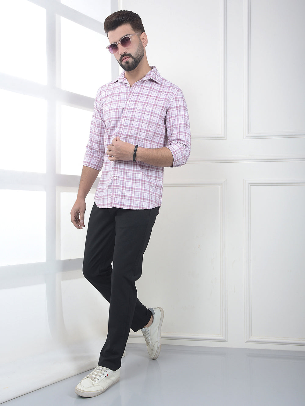 Pink Checked 100% Cotton Shirt