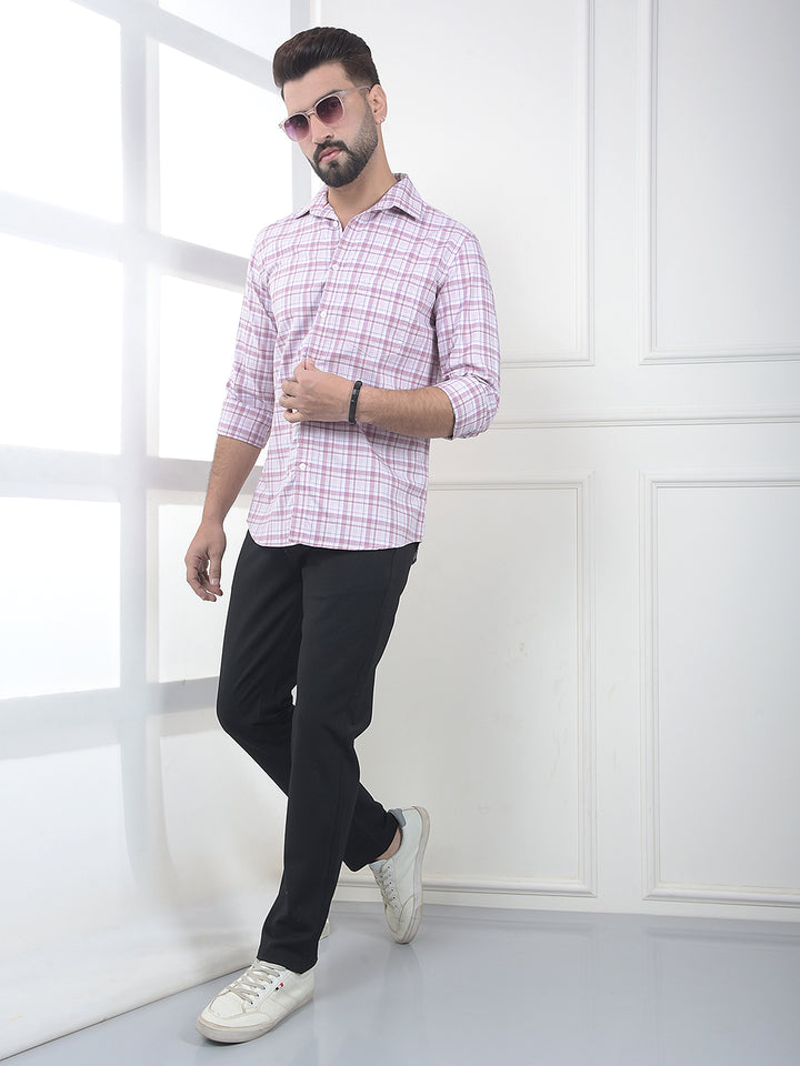 Pink Checked 100% Cotton Shirt