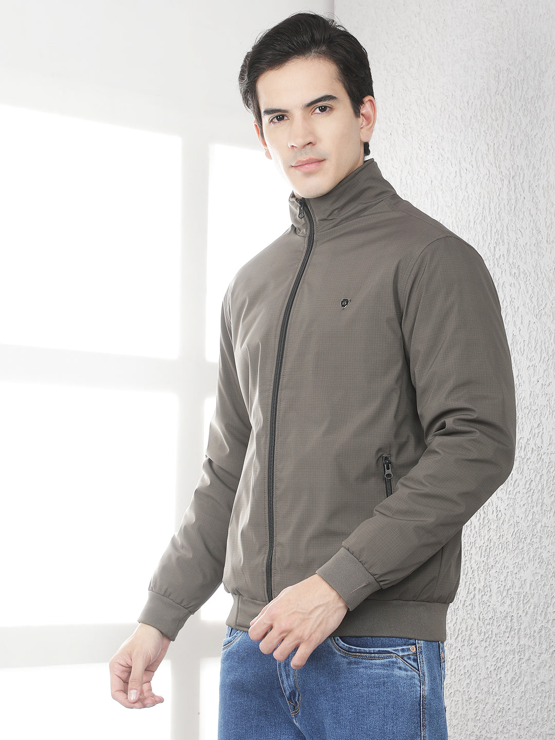 Grey Checked Puffer Jacket