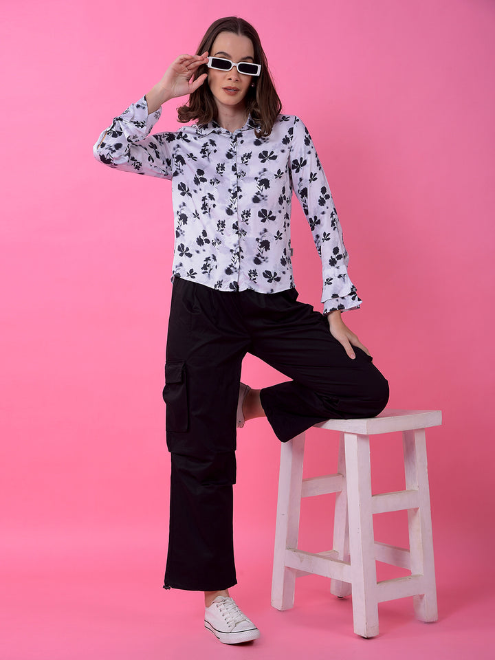 Black Loose Fit 100% Cotton Cargo Trousers