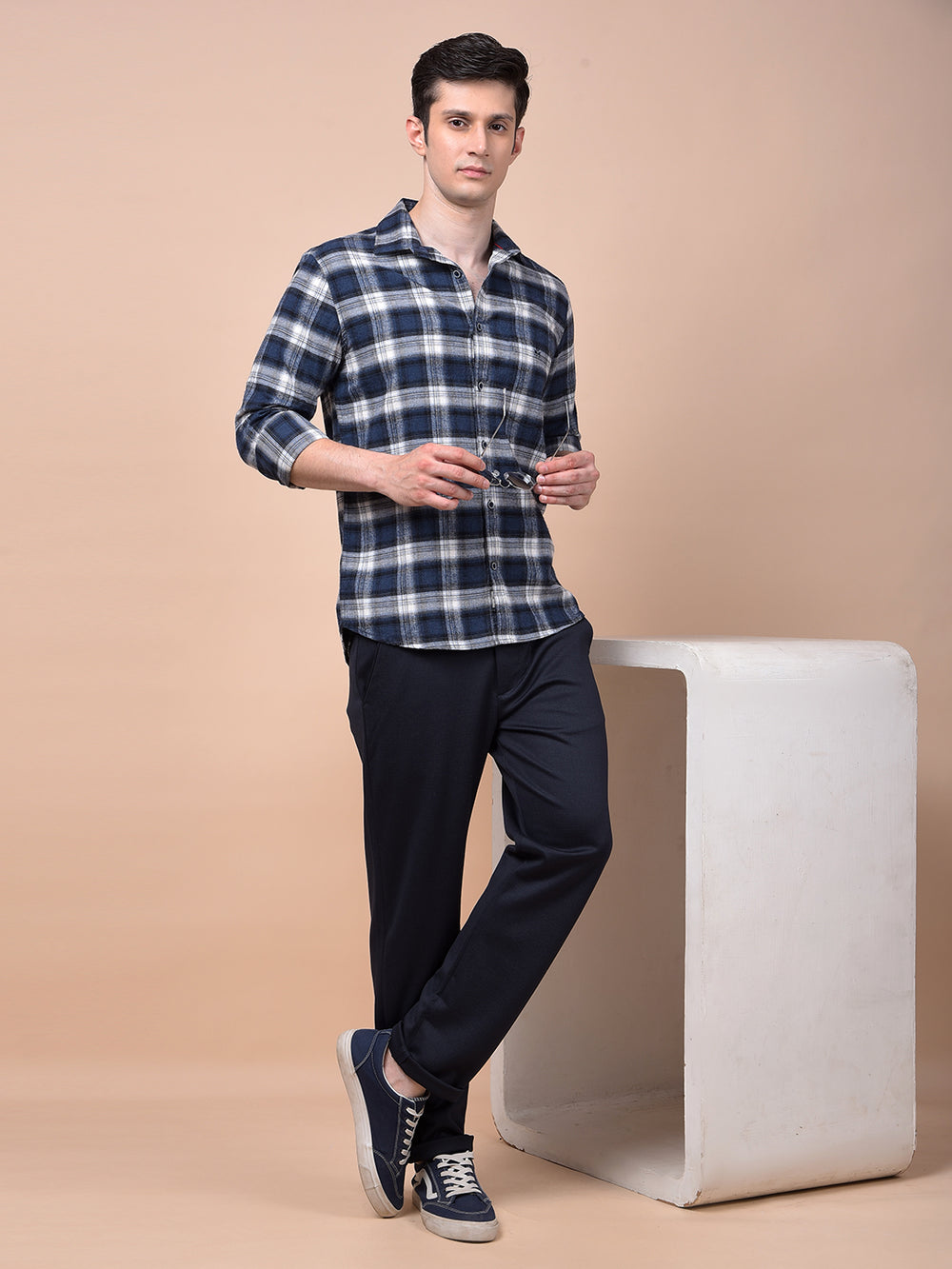 Blue Checked 100% Cotton Shirt