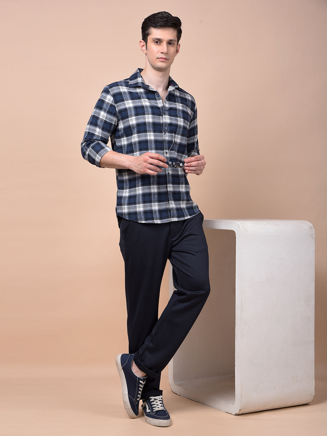 Blue Checked 100% Cotton Shirt