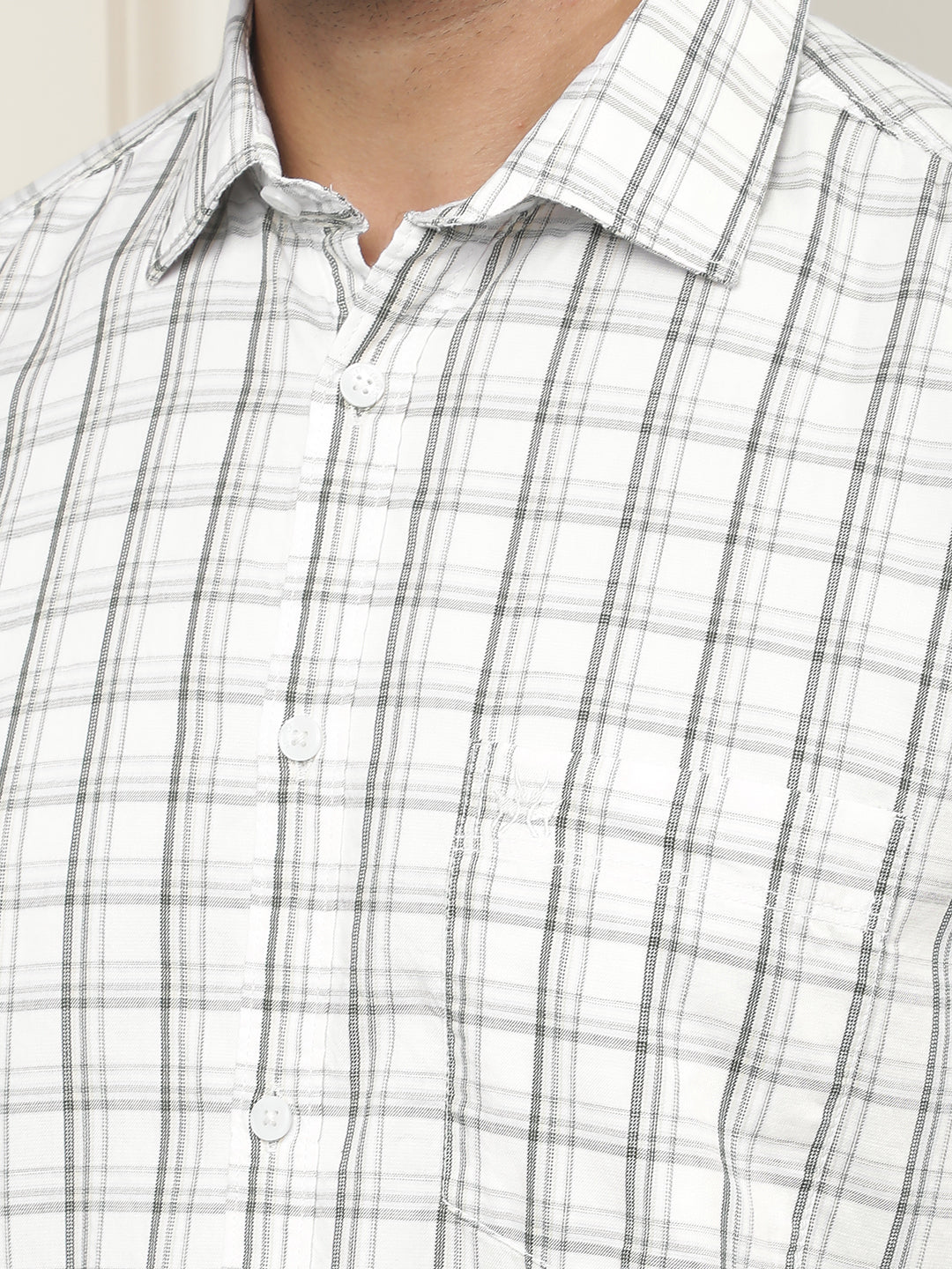 White Checked 100% Cotton Shirt