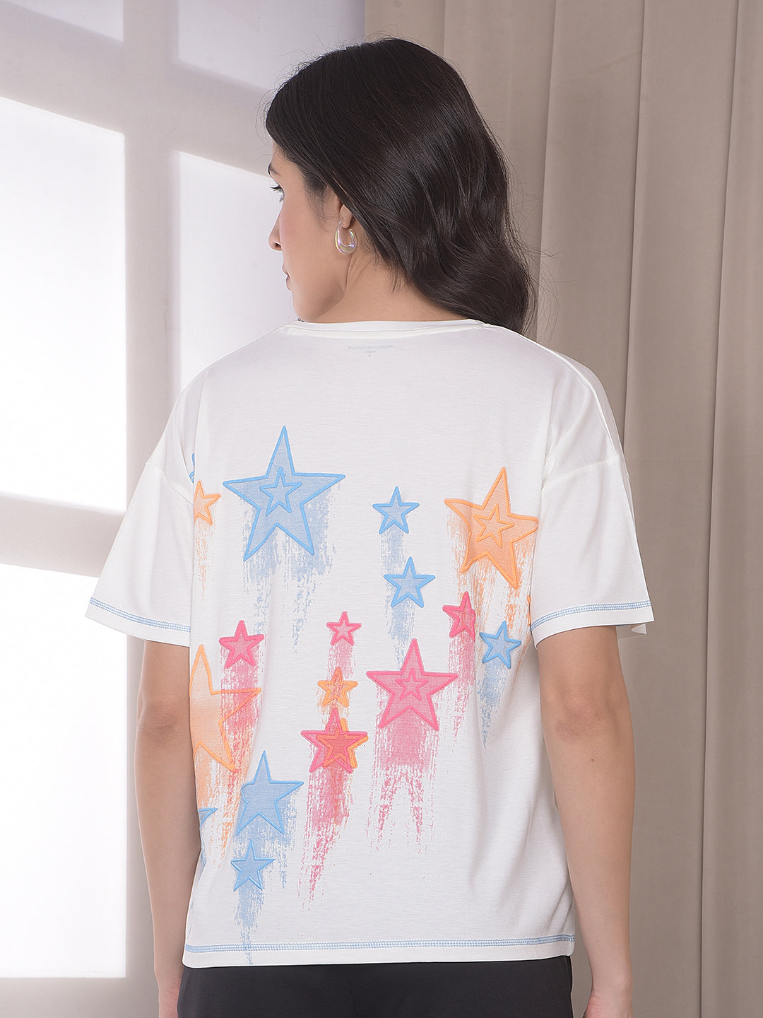 White Graphic Print Oversized T-Shirt