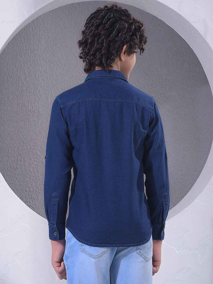 Blue 100% Cotton Denim Shirt