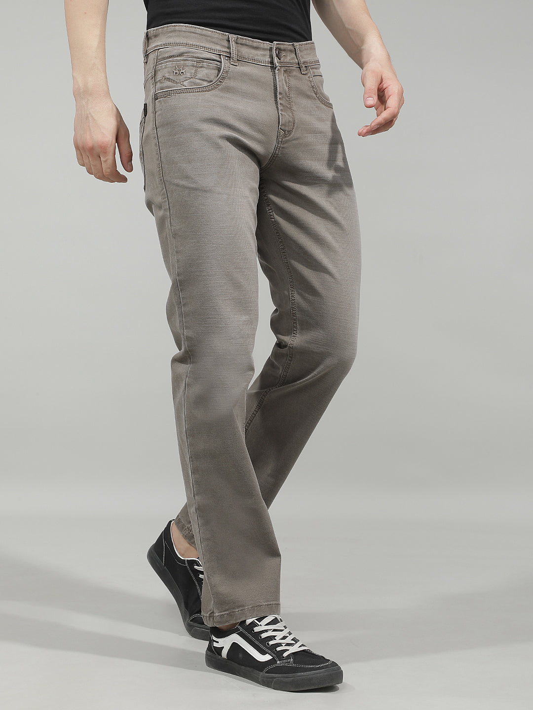 Sleek Safari Khaki Straight Jeans
