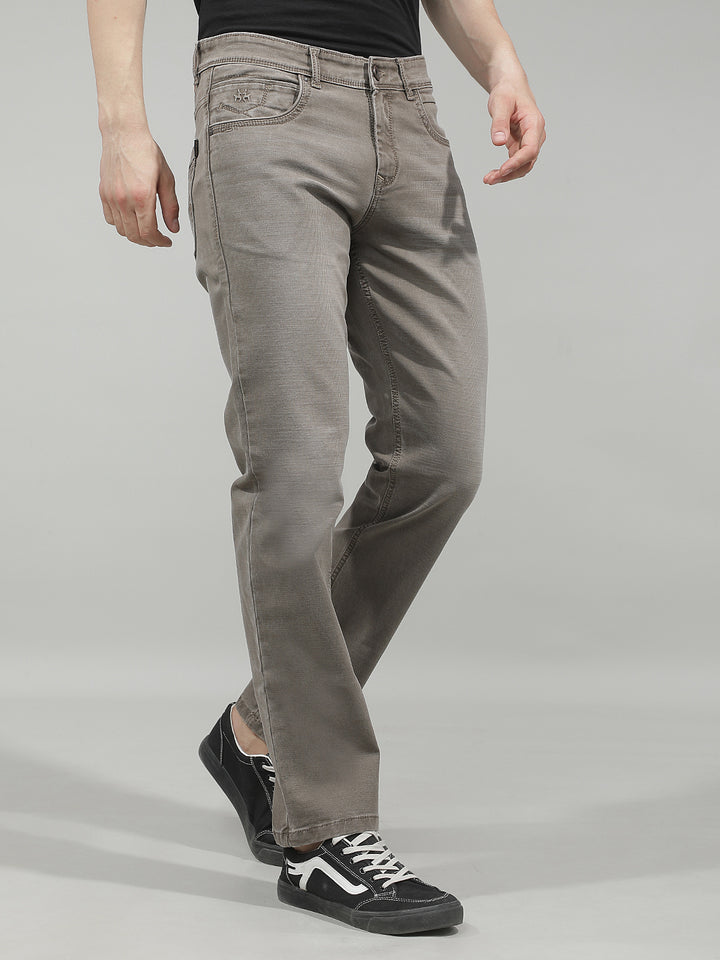 Sleek Safari Khaki Straight Jeans