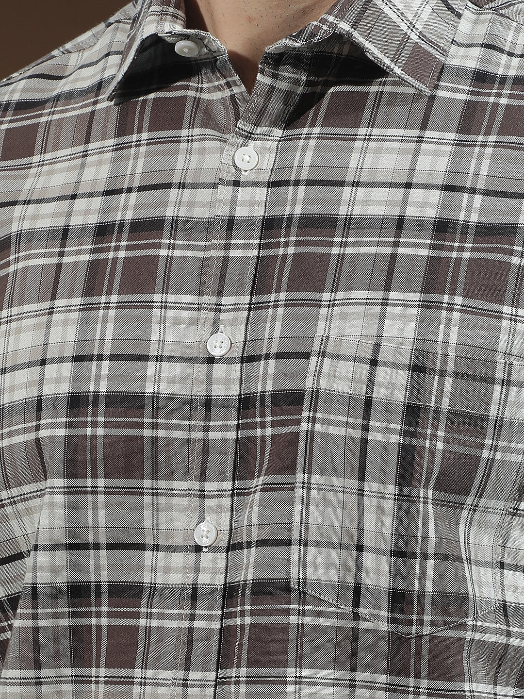 Brown 100% Cotton Checked Shirt