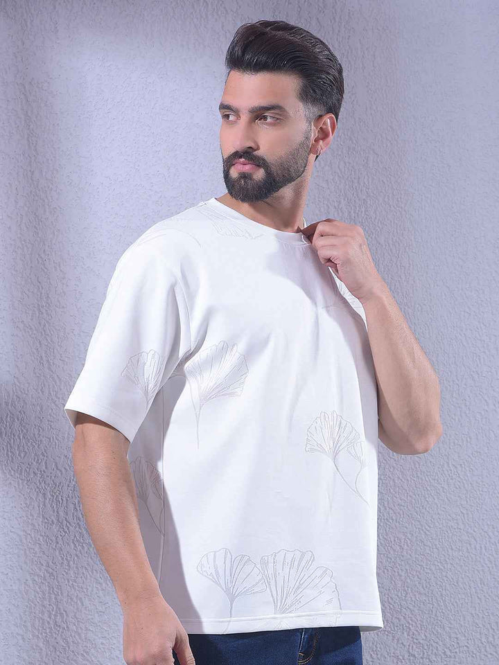White Jacquard Oversize T-Shirt