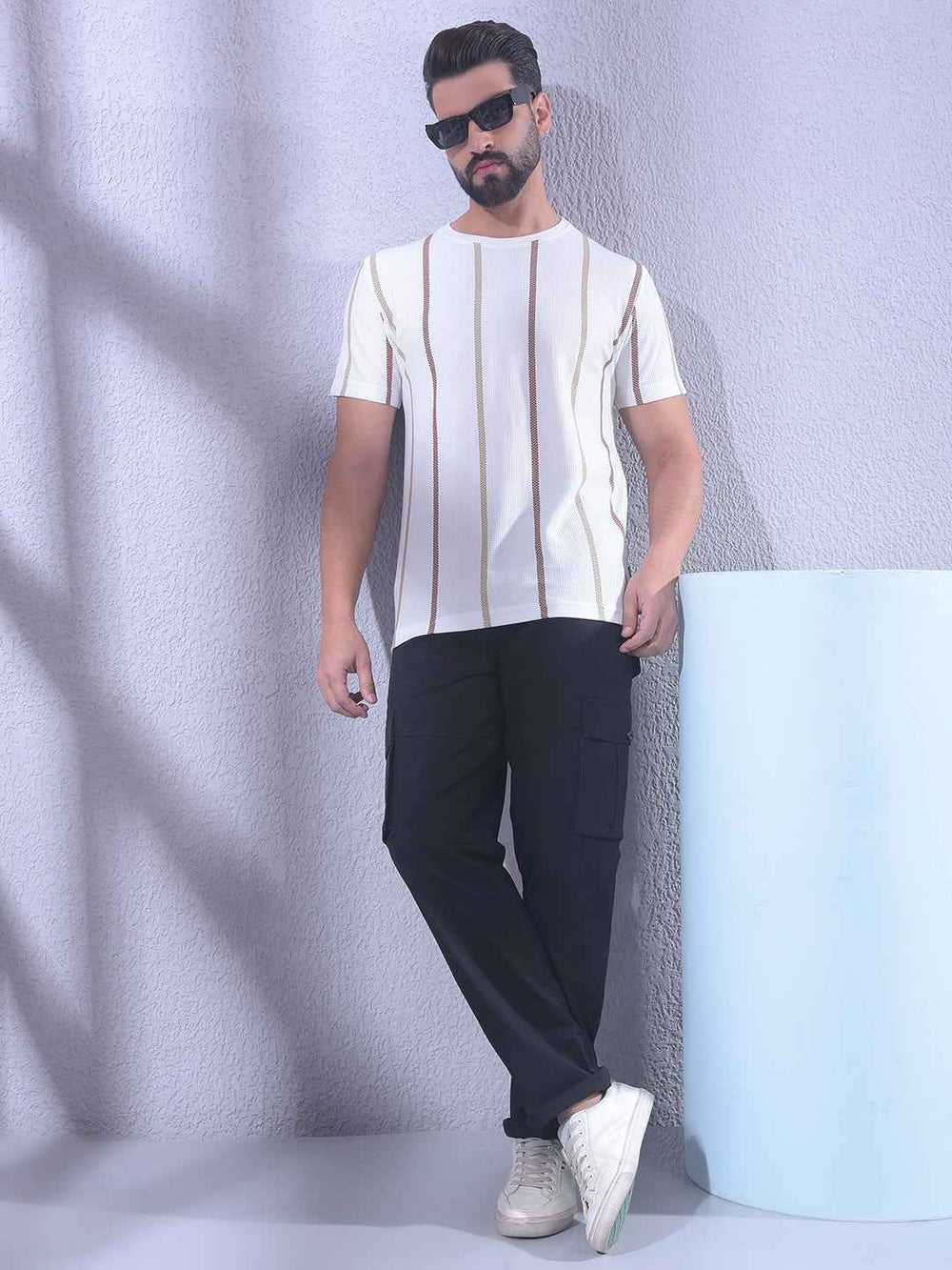 White Vertical Striped T-Shirt