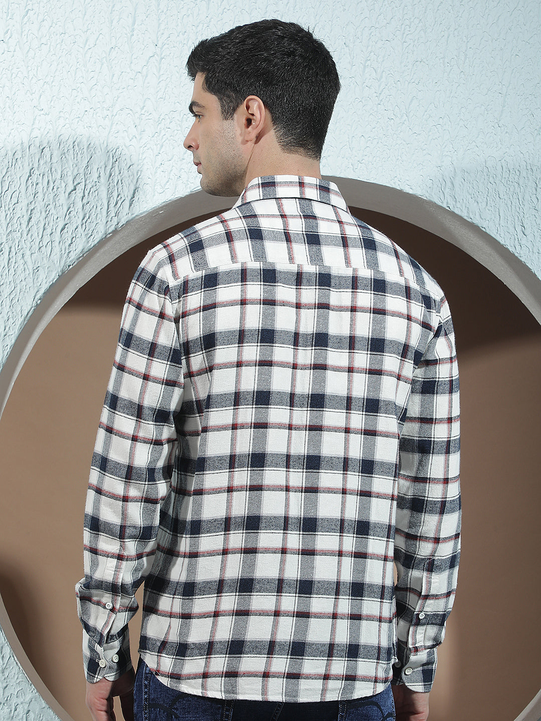 Navy Blue Checked 100% cotton Shirt