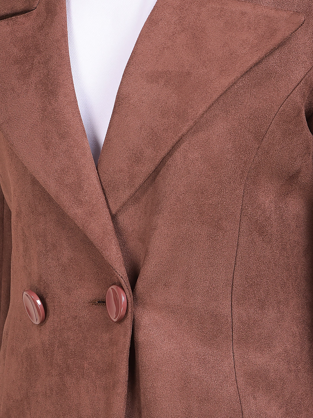 Brown Notched Lapel Double-Breasted Overcoat