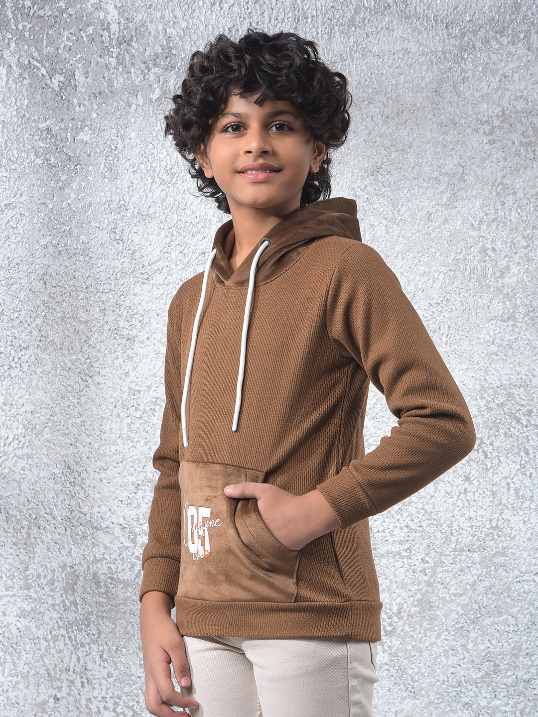 Brown Hooded Neck Sweatshirt