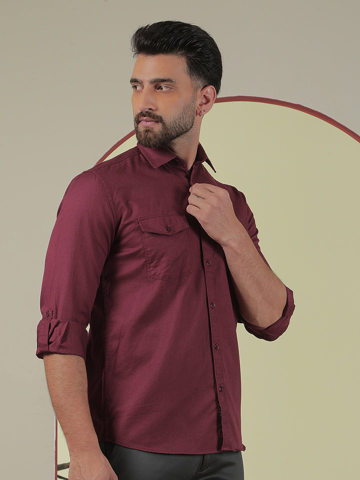Maroon 100% Cotton Shirt
