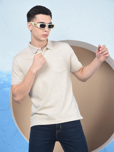 Beige Polo Neck T-Shirt