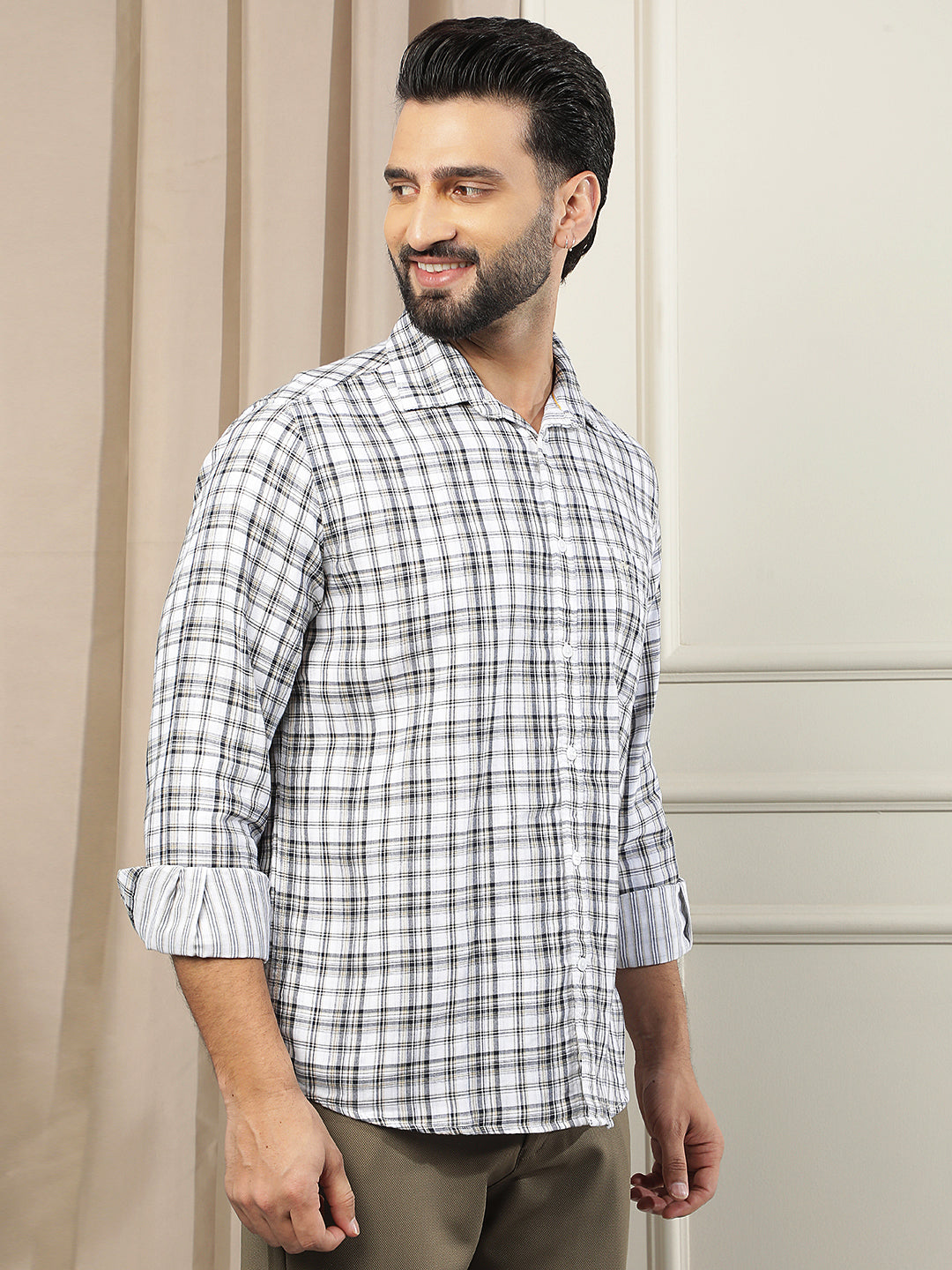 White Checked 100% Cotton Shirt