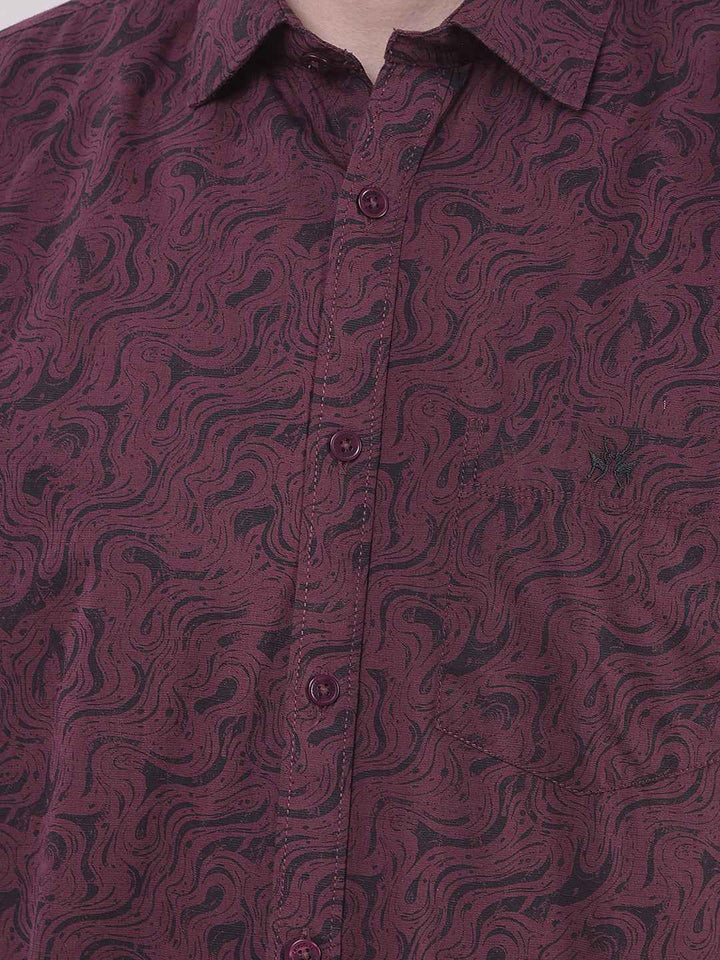 Wine Abstract Print Shirt