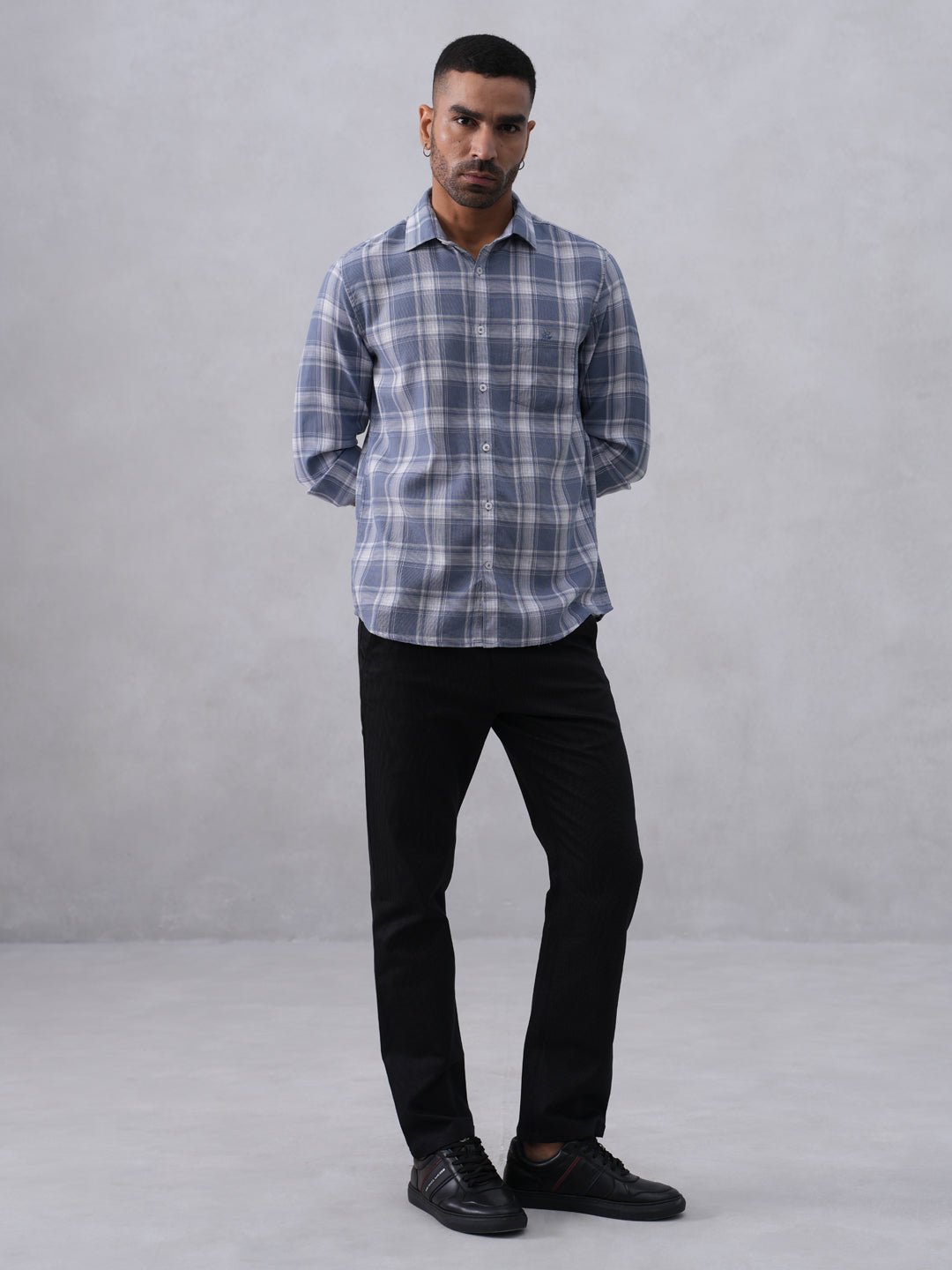 Blue Checked 100% Cotton Shirt