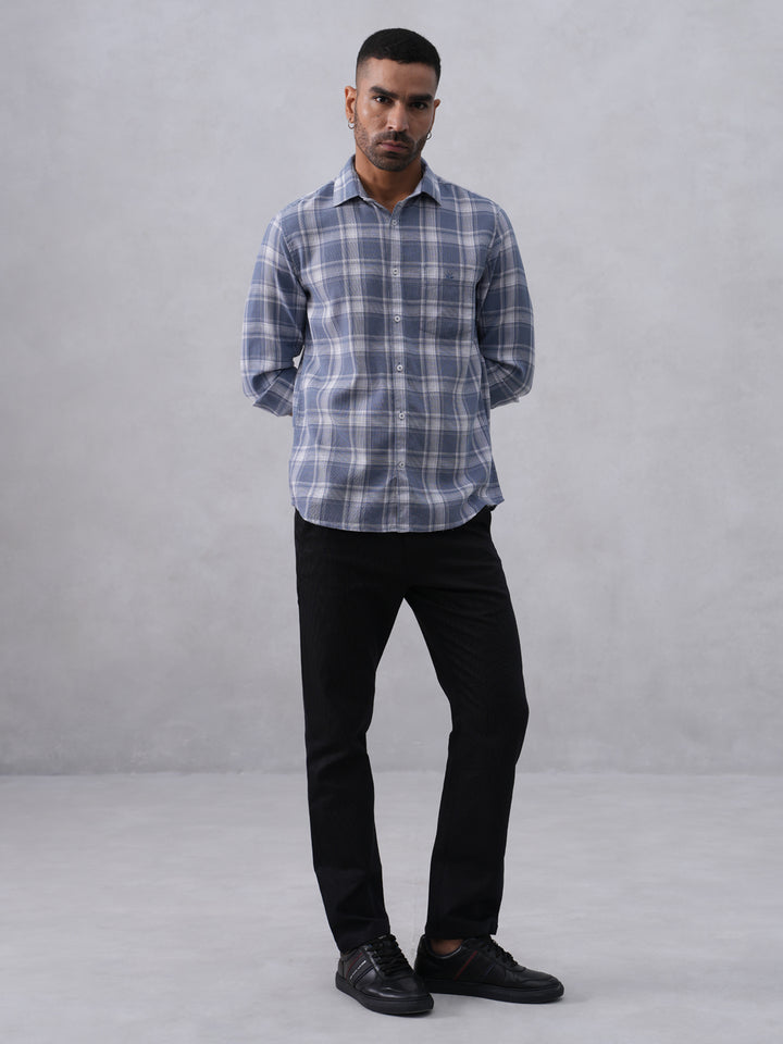 Blue Checked 100% Cotton Shirt