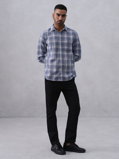 Blue Checked 100% Cotton Shirt