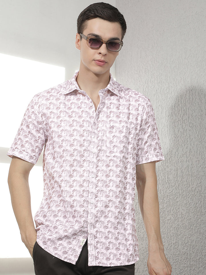 Purple Floral Print 100% Cotton Shirt