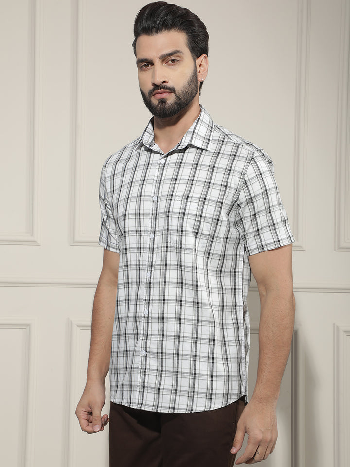 White Checked 100% Cotton Shirt