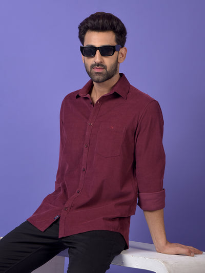 Wine 100% Cotton Corduroy Shirt