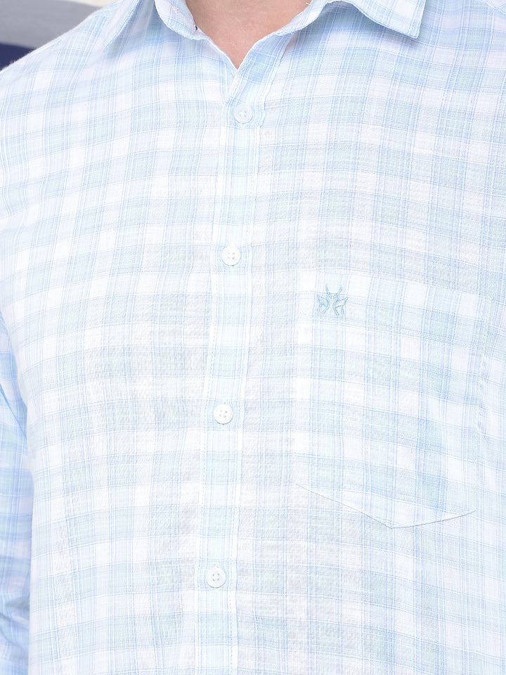 Checked 100% Cotton Green Shirt