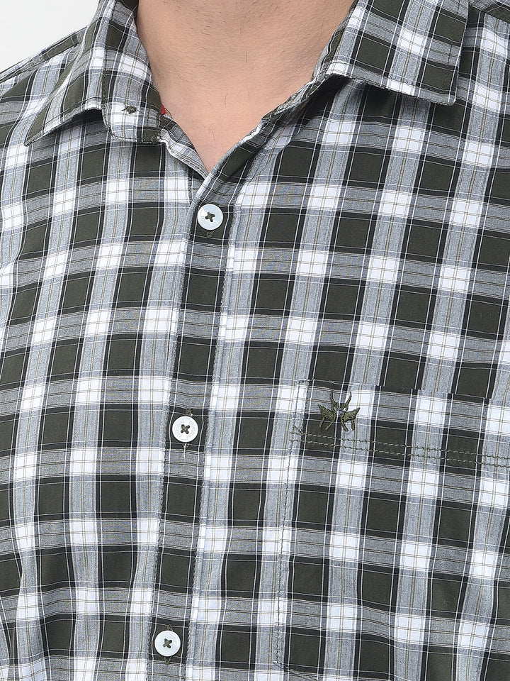 Olive Checked 100% Cotton Shirt