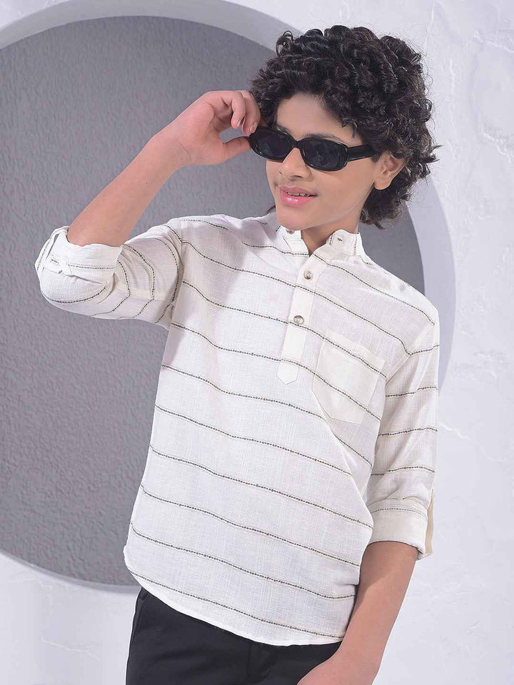 Off White Horizontal Stripes Kurta