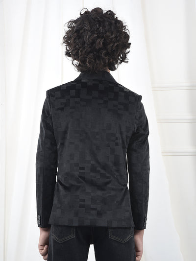 Black Jacquard Single-Breasted Blazer