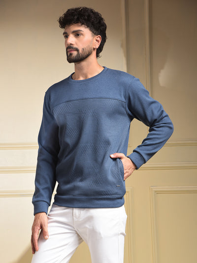 Geometric Embroidered Blue Sweatshirt