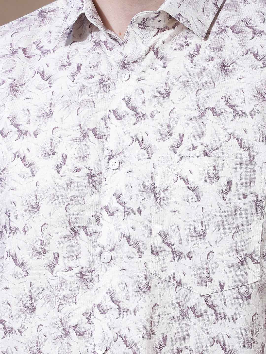 Purple Floral Print 100% Cotton Shirt