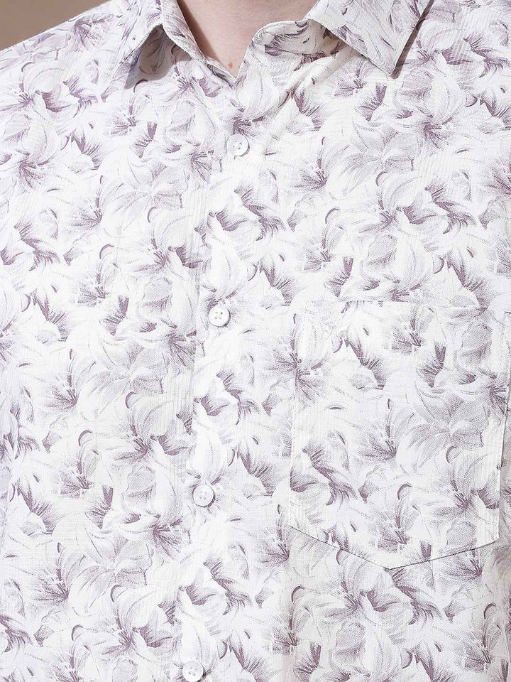 Purple Floral Print 100% Cotton Shirt