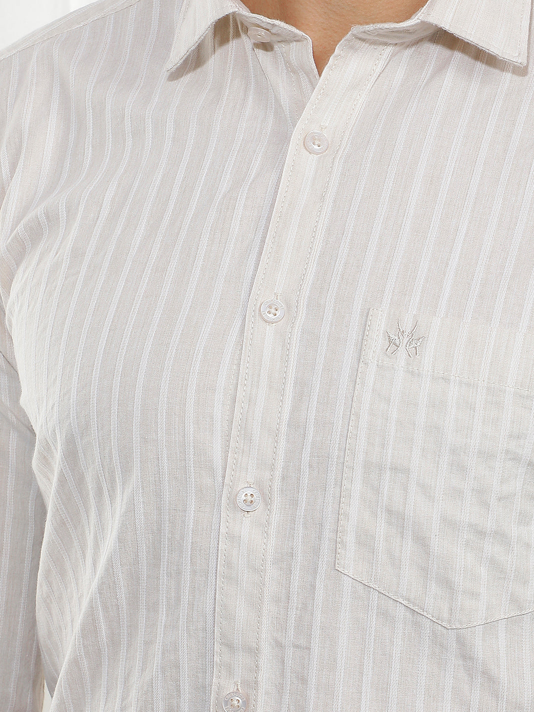 Beige Vertical Stripes Shirt